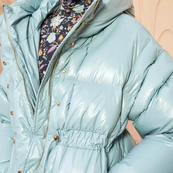 Ulla Johnson Rhodes Hooded Down Puffer Coat Jacket Agave‎ Blue Size Large - Picture 3 of 10